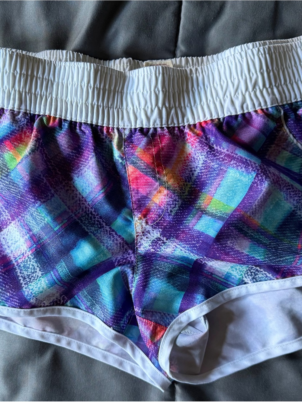 OP Multi-Color Purple Athletic Shorts with White Waistband